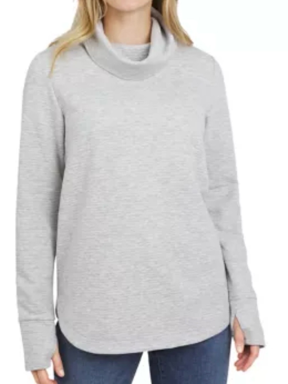 Lands' End Funnel Neck Top NWT Heathered Gray Plus Size